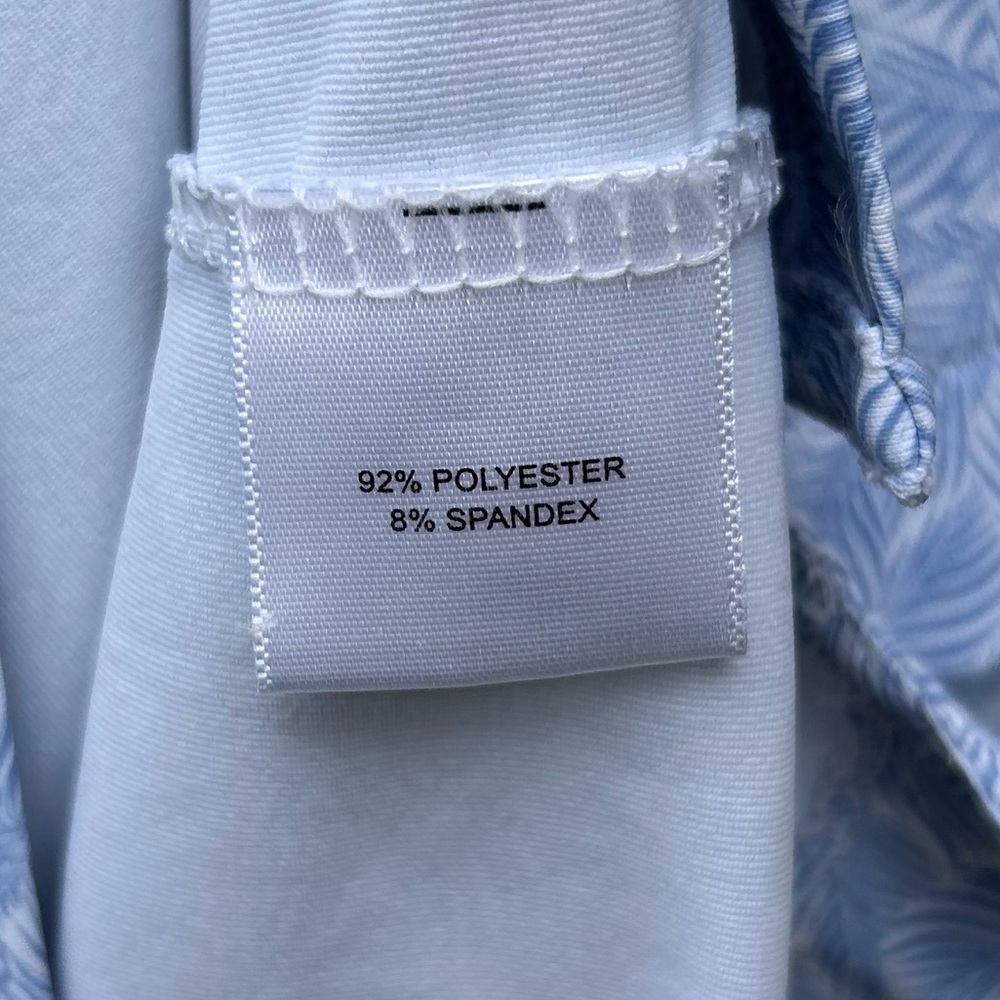 Peter Millar Performance Short Sleeve Jersey Polo Shirt Palm Leaf Blue White XXL - Picture 15 of 16